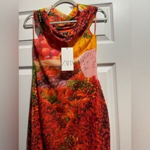 NWT Printed ZARA Cowl Neck Dress